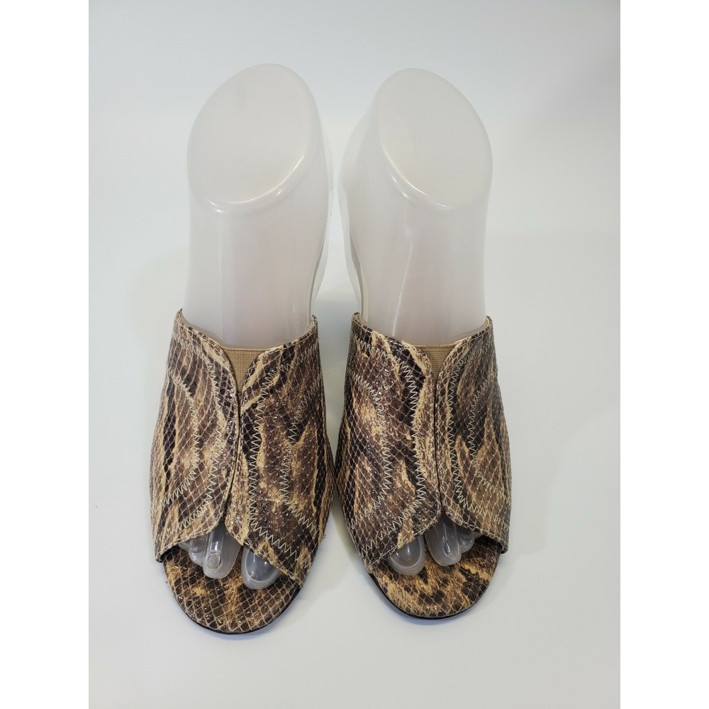 Sesto Meucci Python Leather Open Toe Mule High Heels Shoes women's 6.5 - Picture 7 of 9